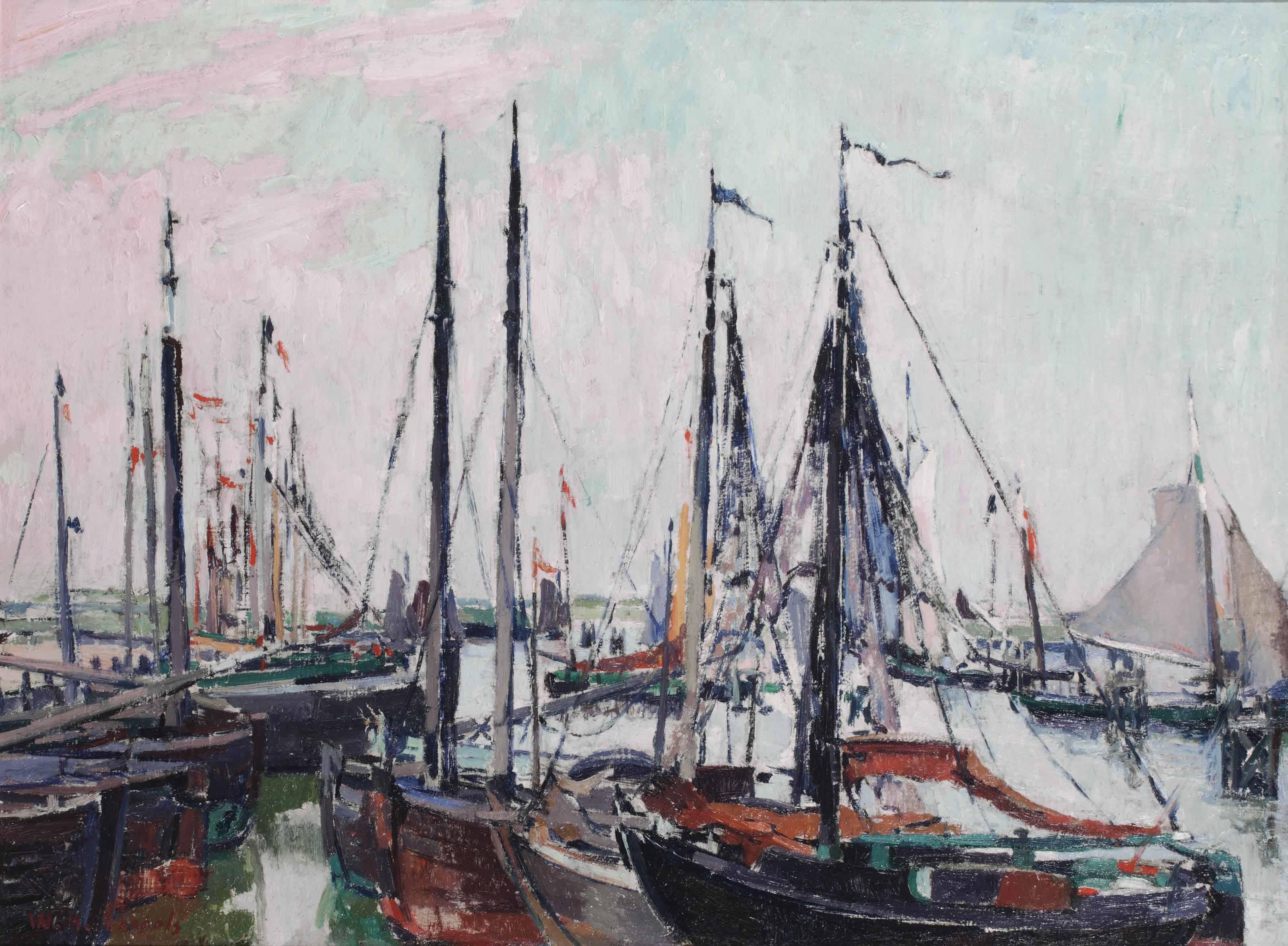Willem Paerels - Sailing Boats In A Harbour