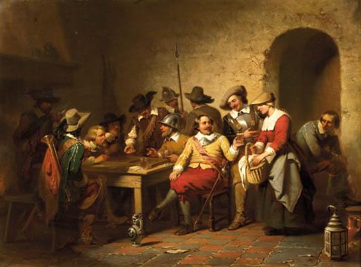 Willem Pieter Hoevenaar - Soldiers playing backgammon in a tavern