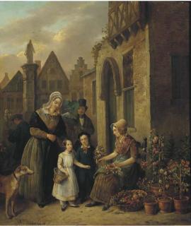 Willem Pouwelsen - Children buying flowers for mummy
