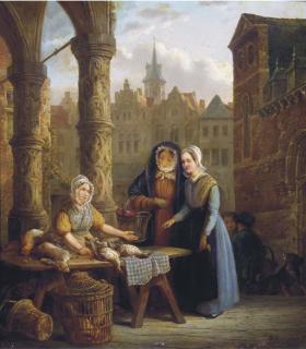 Willem Pouwelsen - Ladies visiting a market