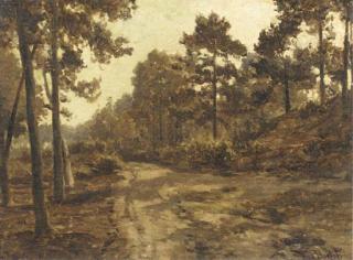 Willem Roelofs - A sandy track in summer - a study