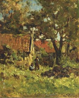 Willem Roelofs - Boerenwooning onder boomen, Noorden