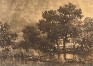 Willem Roelofs - Cattle in a wooded landscape