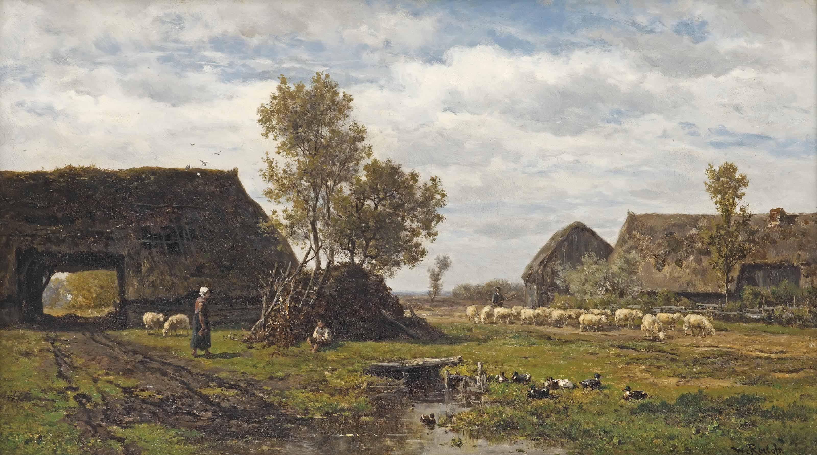 Willem Roelofs - Farmhouses in Drenthe