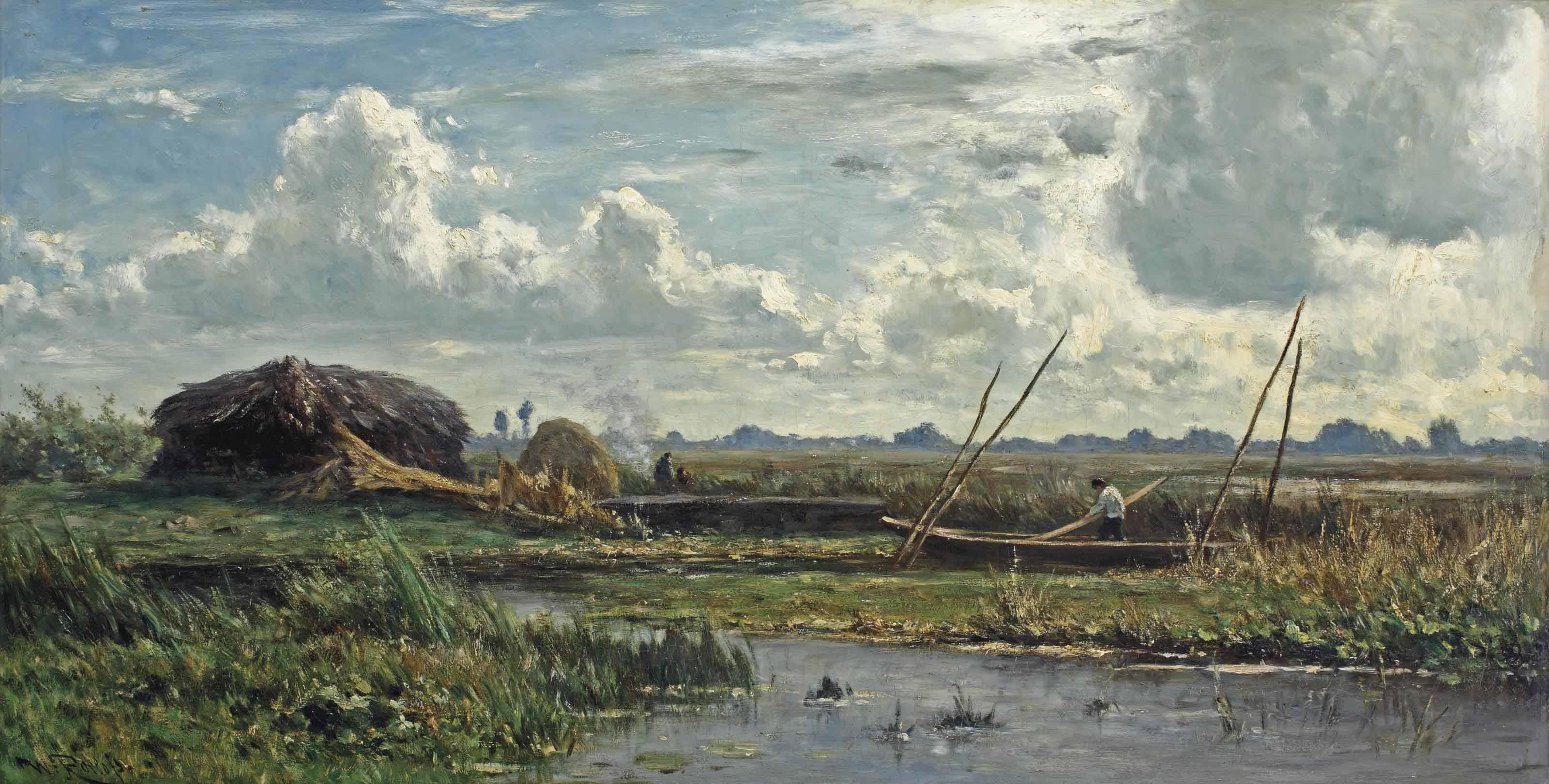 Willem Roelofs - The reed cutters, Kortenhoef