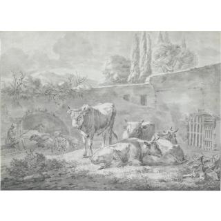 Willem Romeyn - Shepherds Tending A Herd Of Sheep And Cattle