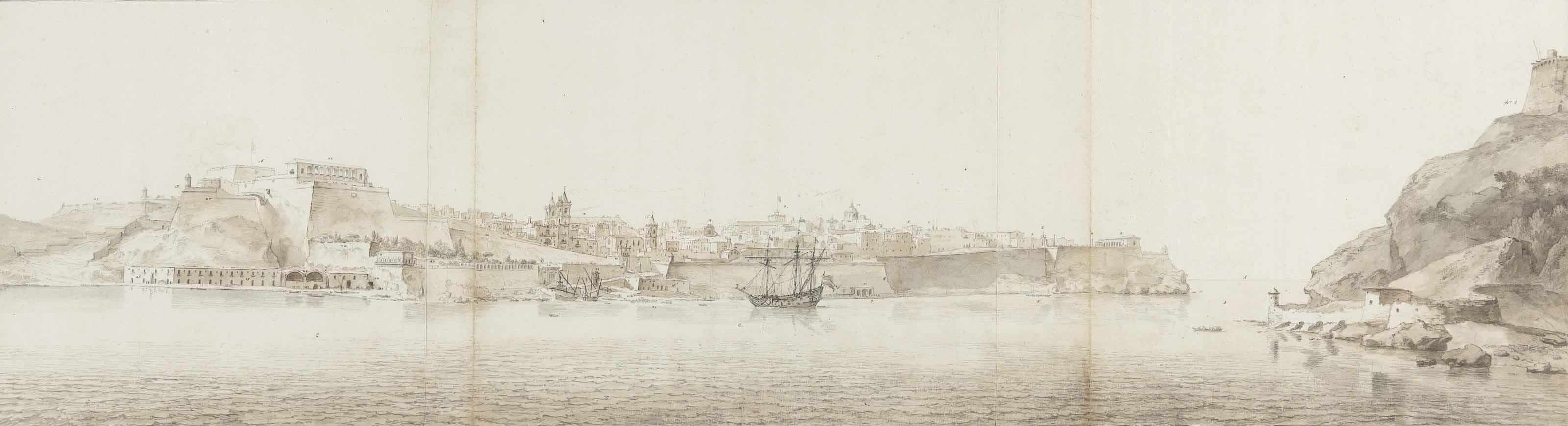 Willem Schellinks - View of Valletta on the island of Malta, seen from Senglea