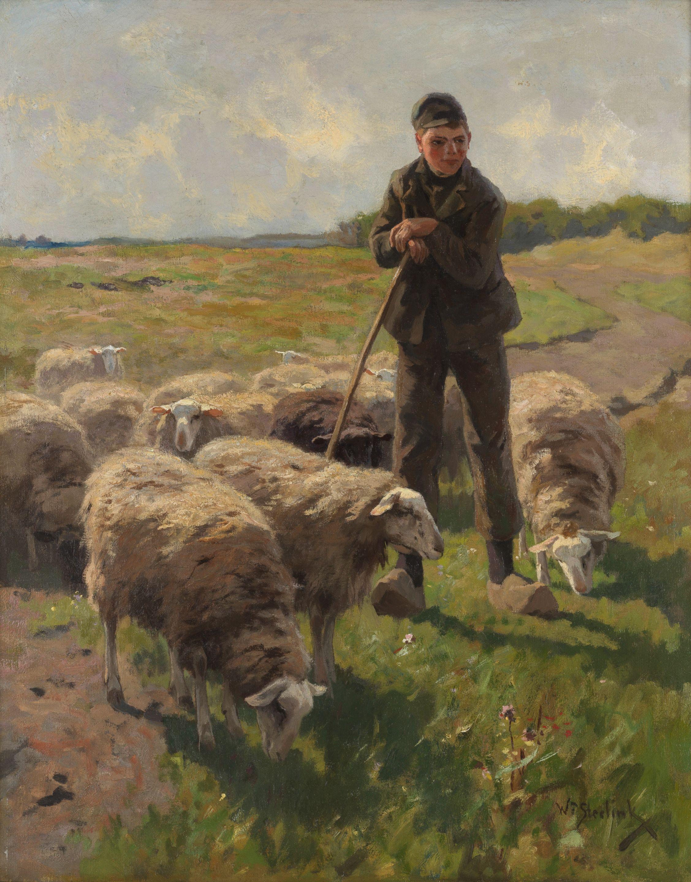 Willem Steelink - Shepherd boy guarding the flock