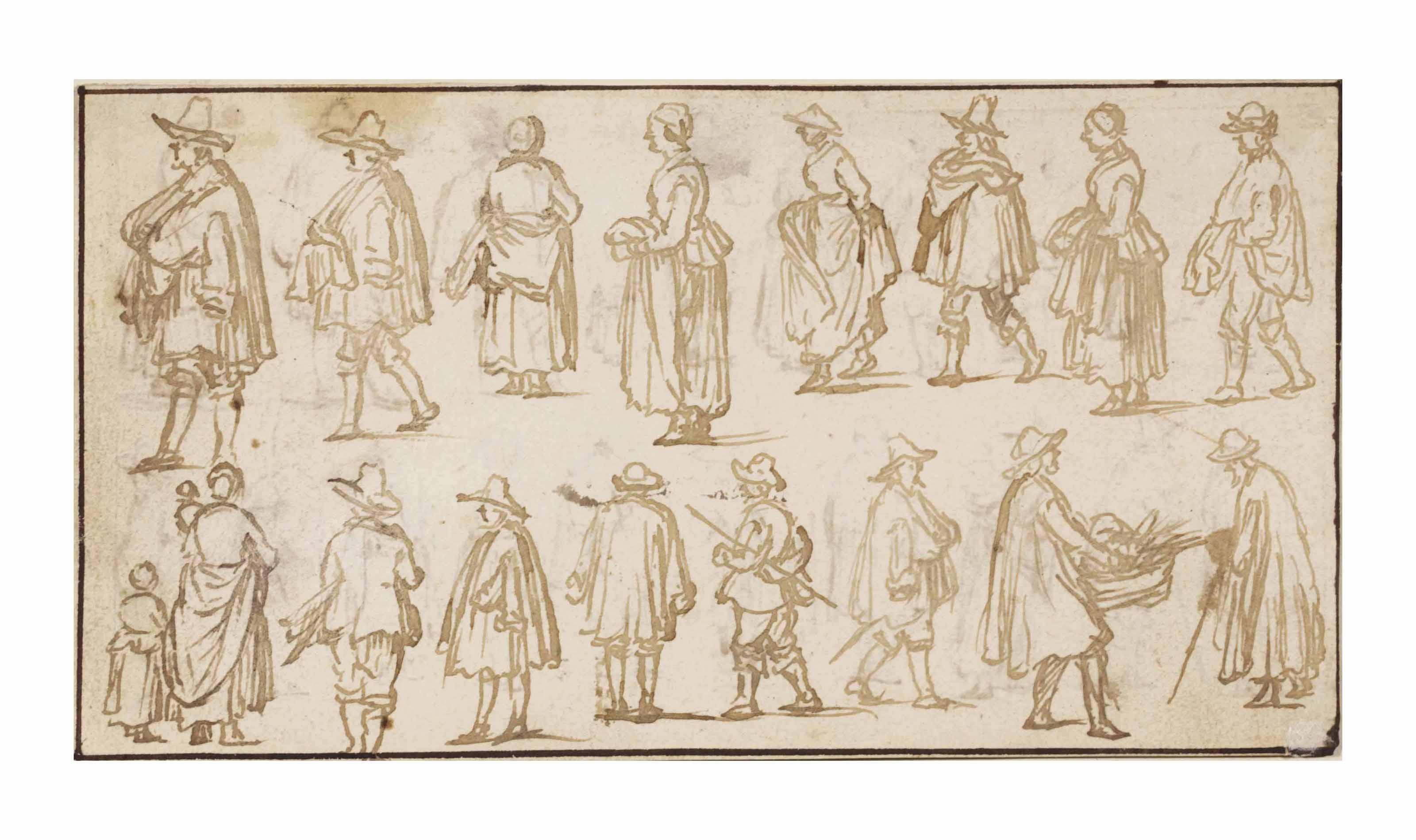 Willem Van De Velde I - A double-sided sheet of figure studies ( verso ,   pl. 15)