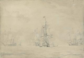 Willem van de Velde I - Admiral De Ruyter Meeting Tromp Aboard For A Council Of War After The Battle Of Lowestoft In 1665