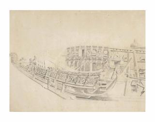 Willem Van De Velde I - The prow of the Danish ship Sophia Amalia