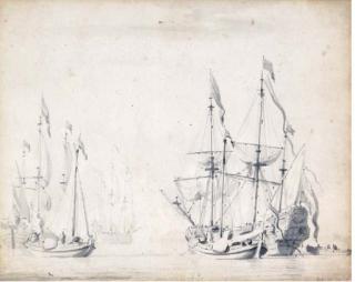 Willem van de Velde II - A frigate at sea