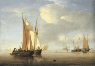 Willem Van De Velde II - A kaag and a wijdschip in a calm