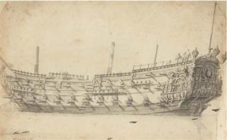 Willem van de Velde II - An English ship of 54 guns, possibly the Bristol