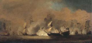 Willem van de Velde II - Dutch Men-O\'-War And Other Shipping Fighting The Battle of Kijkduin: A Sketch