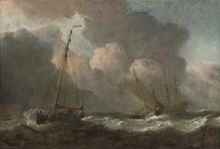Willem van de Velde II - English fishing smacks at sea in a gale