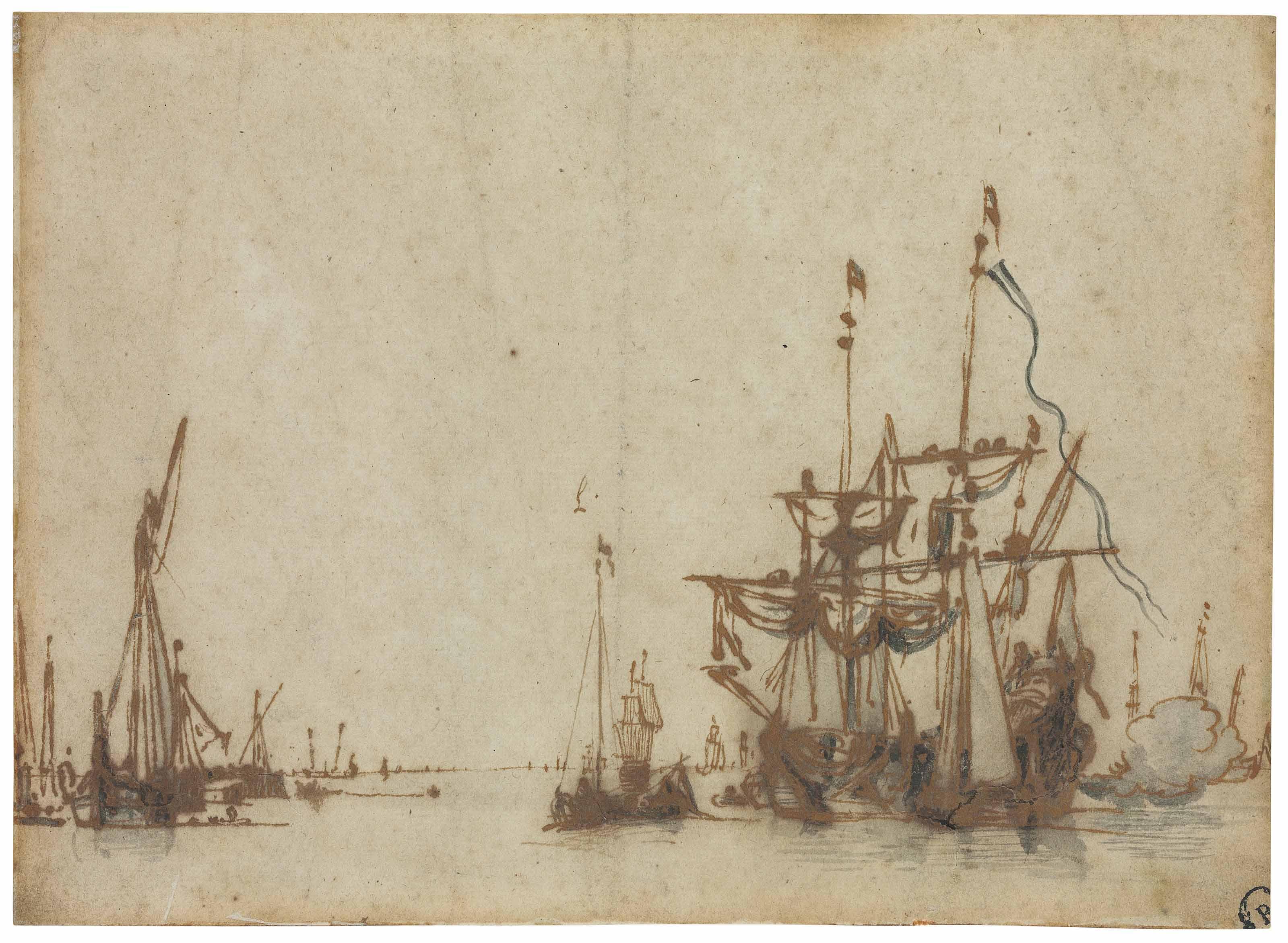 Willem Van De Velde Ii - Warships and smaller boats at sea