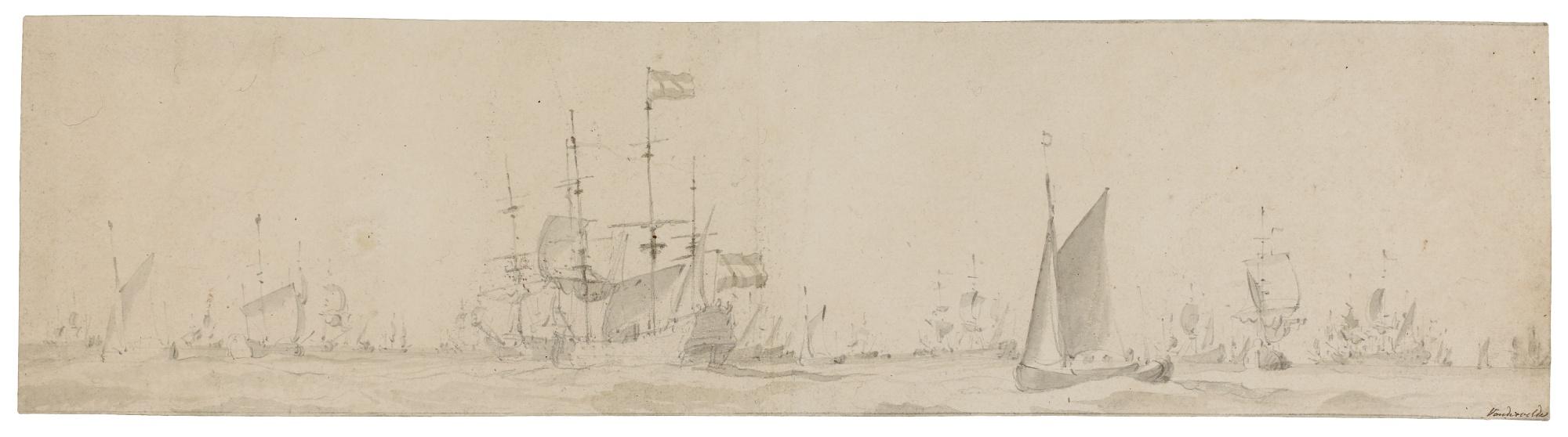 Willem van de Velde the Elder - A Fleet Of Dutch Ships At Sea