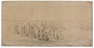 Willem van de Velde the Elder - Commodore Beach And Admiral Van Ghent Attacking Algerine Corsairs Off Cape Spartel