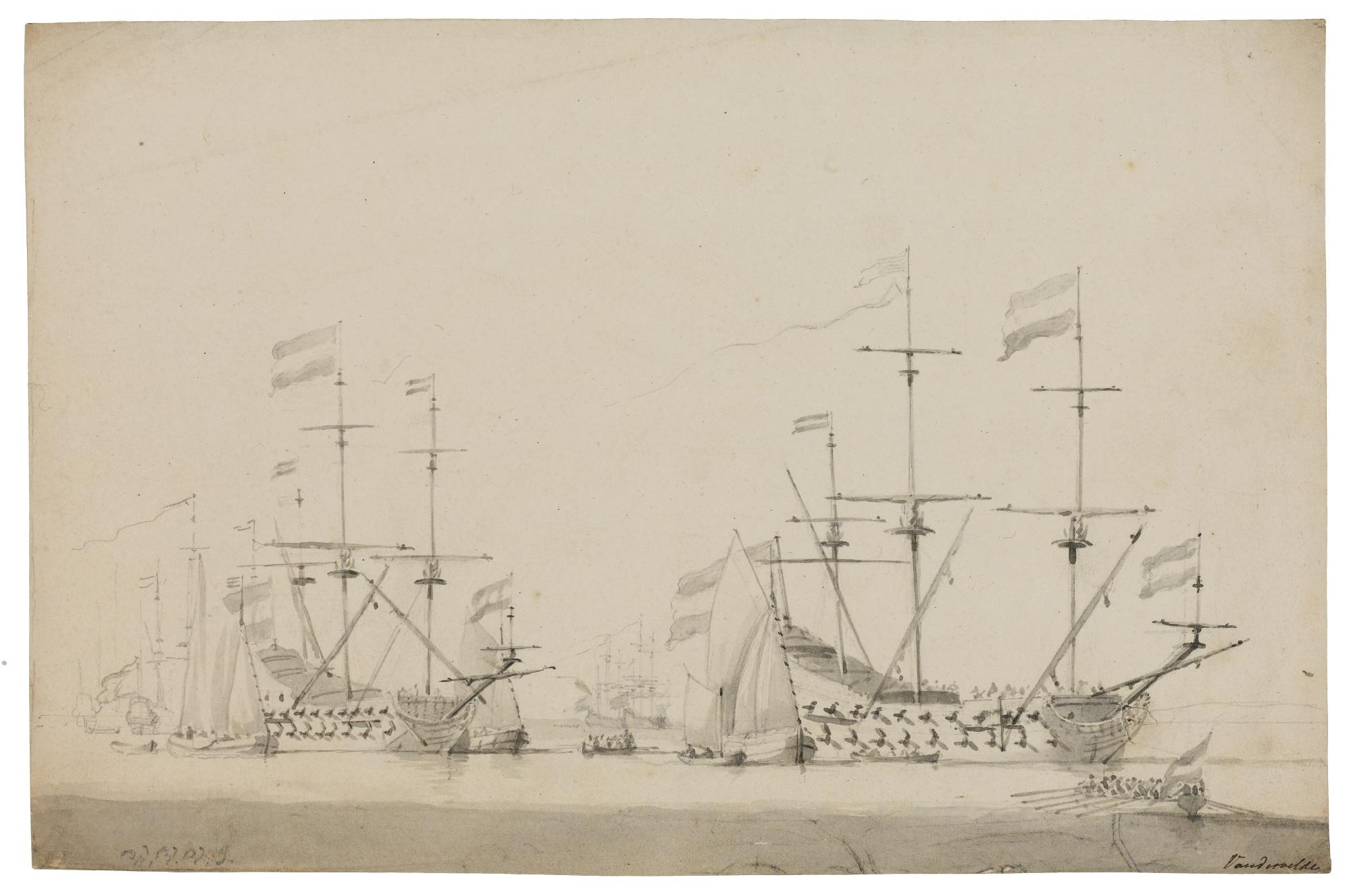 Willem van de Velde the Elder - Dutch Ships At Anchor