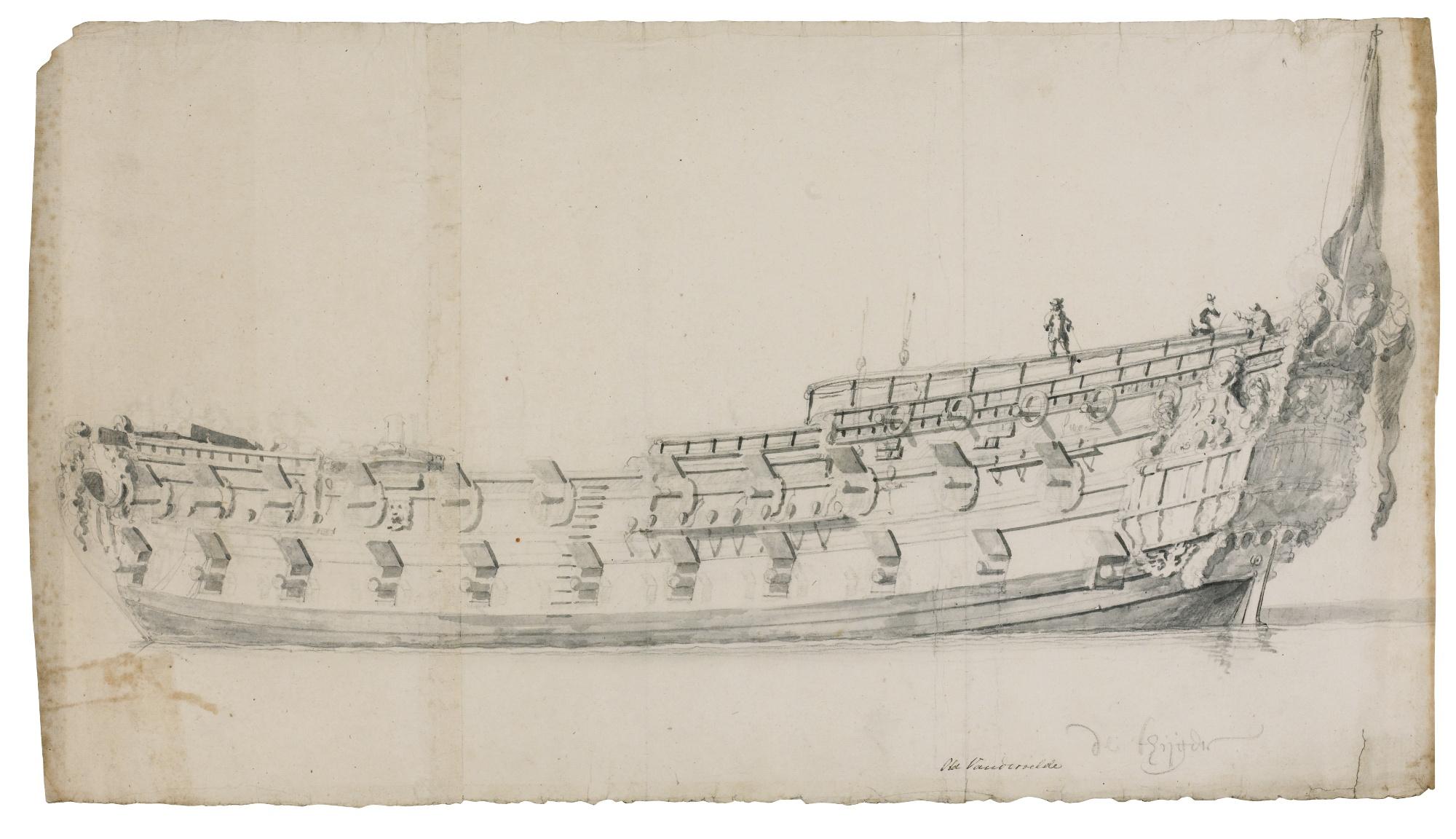 Willem van de Velde the Elder - Portrait Of The English Fourth Rate, Tiger, As Rebuilt In 1681