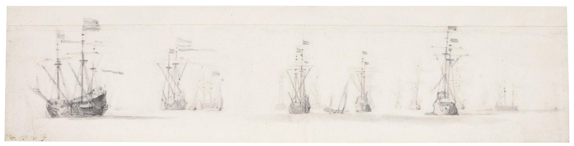 Willem Van De Velde The Elder - The Dutch Fleet At Anchor On The Open Sea