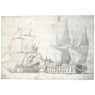 Willem Van De Velde The Elder - Two English Two-Deckers