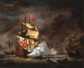 Willem Van De Velde The Younger - A battle of the Third Anglo Dutch War, probably the London at the Battle of the Texel, August 1673