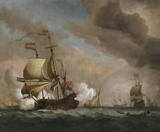 Willem Van De Velde The Younger - A Dutch Flagship In A Fresh Quartering Breeze, With Other Shipping Beyond