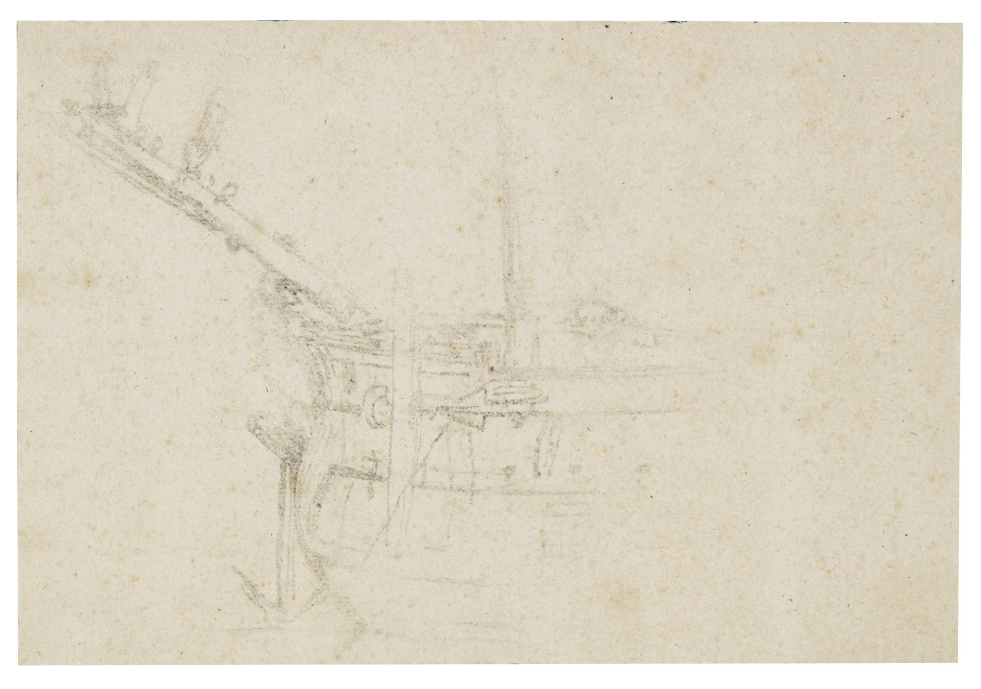 Willem Van De Velde The Younger - A Group Of Nine Studies Of Ships, Including Details Of Masts And Riggings