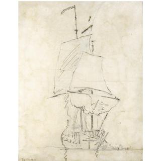 Willem van de Velde the Younger - A Man-O\'-War, With A Rowing Boat Alongside