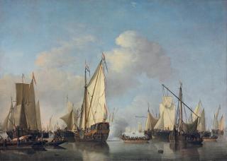 Willem van de Velde The Younger - A States Yacht and other vessels in a very light air