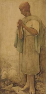 Willem Van den Berg - Herderin Met Schapen - Shepherdess With Sheep