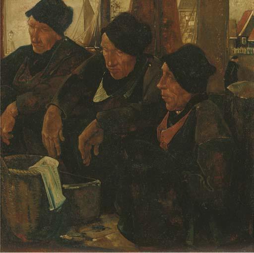 Willem Van Den Berg - Hurkende Volendammers - Squatting Volendam people