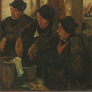 Willem Van Den Berg - Hurkende Volendammers - Squatting Volendam people