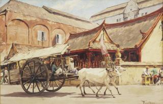 Willem Van Der Does - An Ox-Drawn Cart, Surabaya