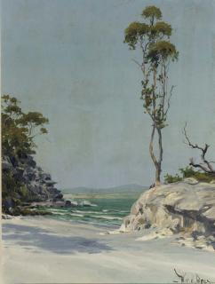 Willem van der Does - Strait of Bali - a coastal scene