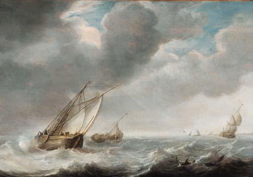 Willem Van Diest - Smalschepen offshore as a storm approaches