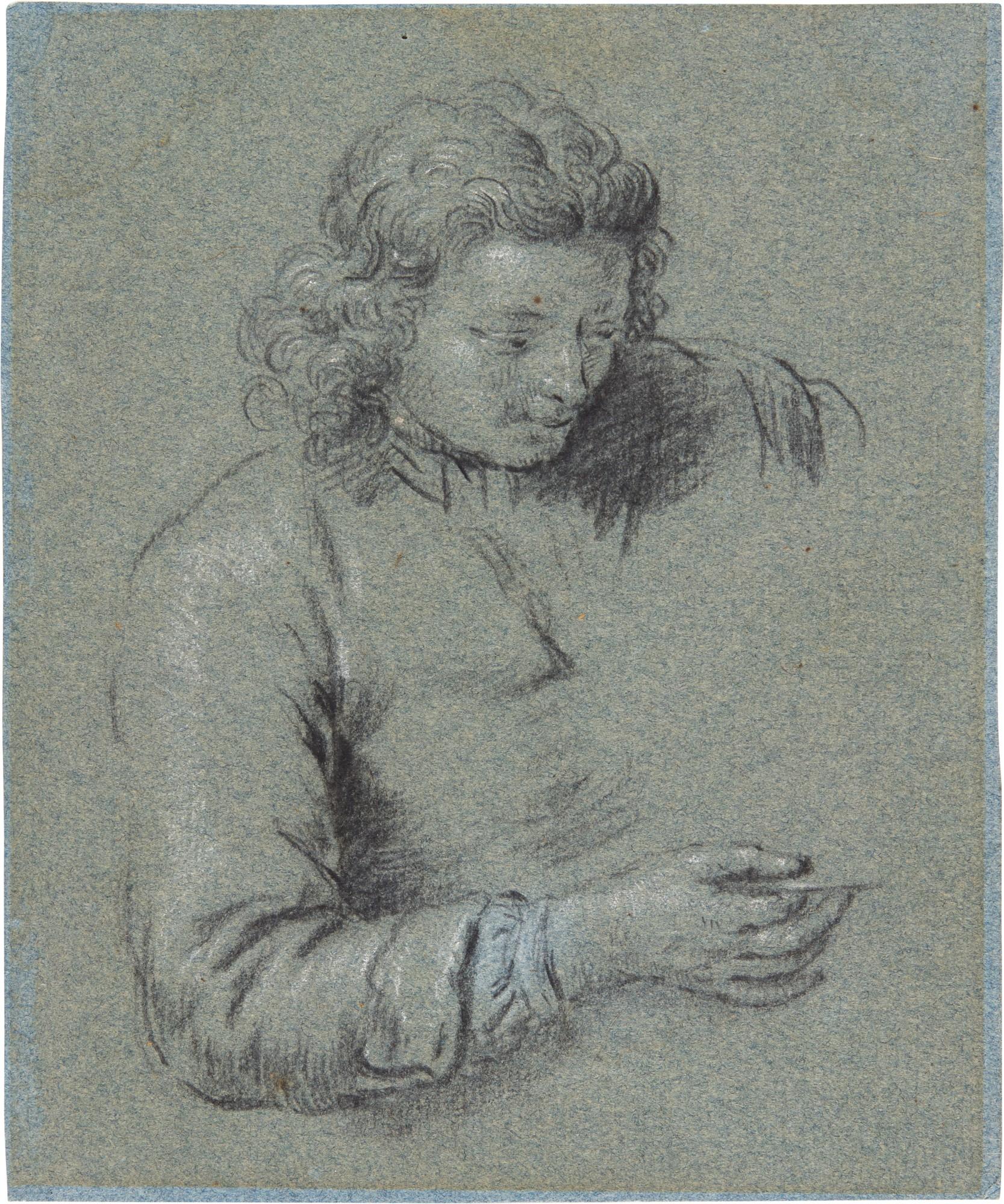 Willem van Mieris - Study of a boy, half-length, holding a glass