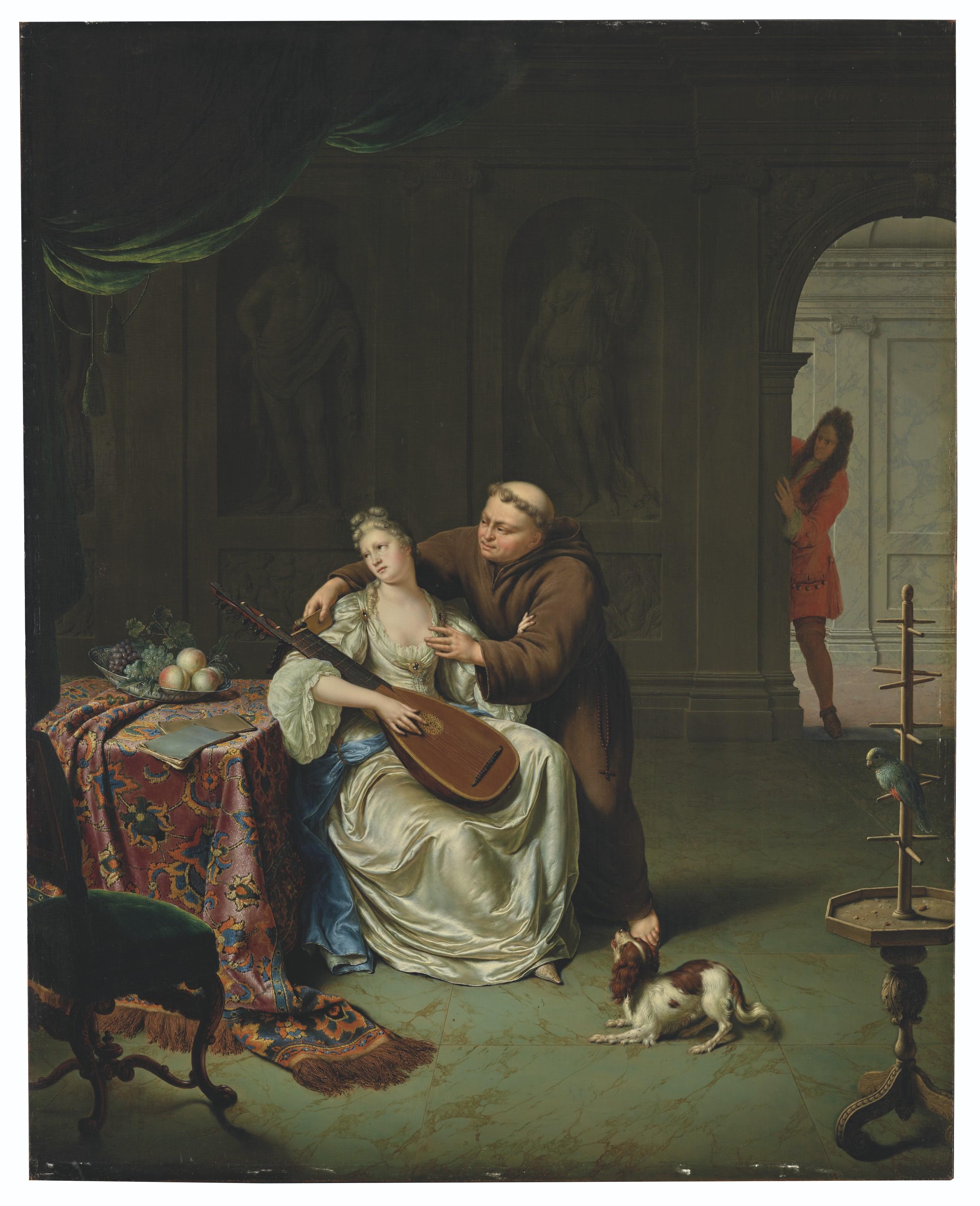 Willem Van Mieris - Tartuffe et Élmire supris par Damis, fils d\'Orgon