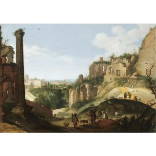 Willem van Nieulandt the Younger - A Southern Landscape With Ruins, Possibly A Capriccio View Of Rome
