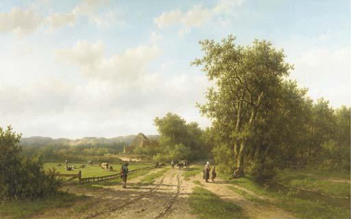 Willem Vester - Heemstede bij Haarlem: peasants at the outskirts of a village in the dunes