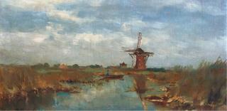 Willem Weissenbruch - Windmill In A Reedland