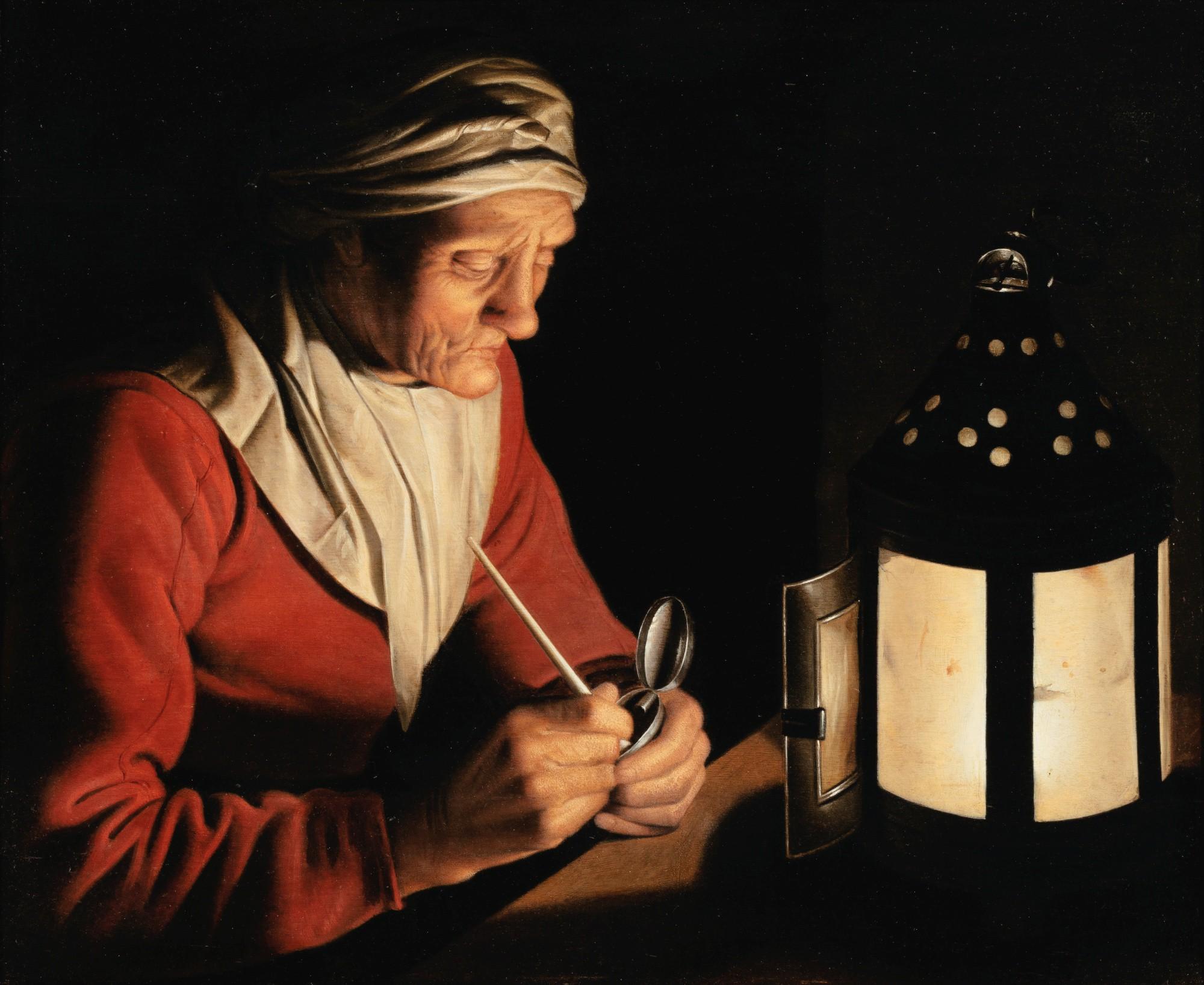 Willem Willemsz. Van Der Vliet - AN OLD WOMAN BY CANDLELIGHT