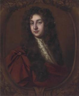 Willem Wissing - Portrait of John, Baron Cutts of Gowran (1661-1707), bust-length, in a brown cloak and lace cravat, feigned sculpted oval