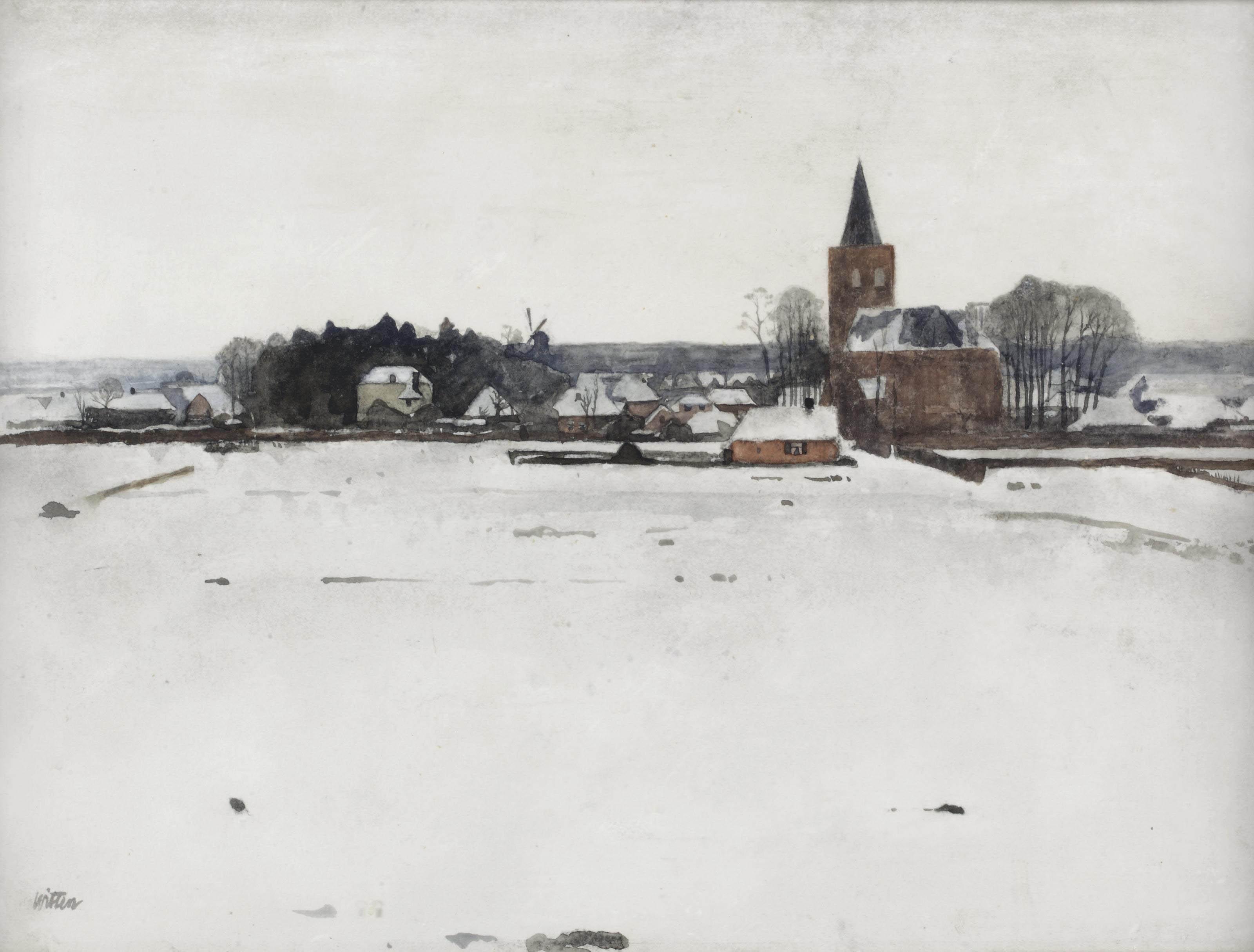 Willem Witsen - A view of Ede in winter