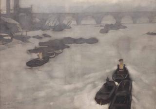 Willem Witsen - Boats on the Thames in the fog, London
