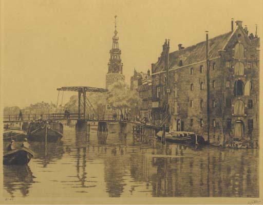 Willem Witsen - Oude Waal met de wasinrichting van de gezusters Vetkamp