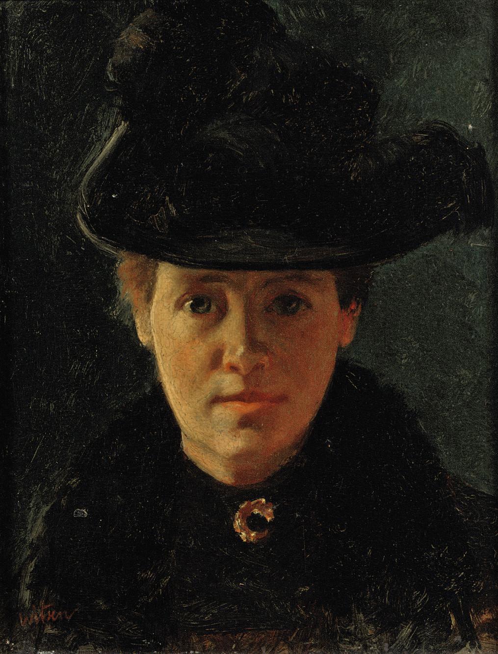 Willem Witsen - Portrait of a lady with a feathered hat