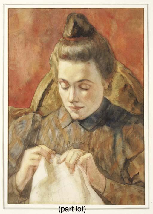 Willem Zwart - Peaceful passtimes: a lady embroidering; and A lady making music